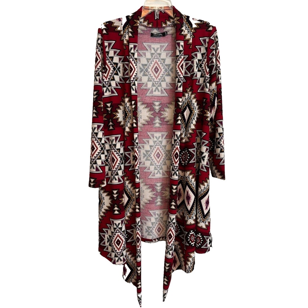 Hopi Wen Saks Women's Cardigan Sweater Size S/M Aztec Southwestern USA Waterfall